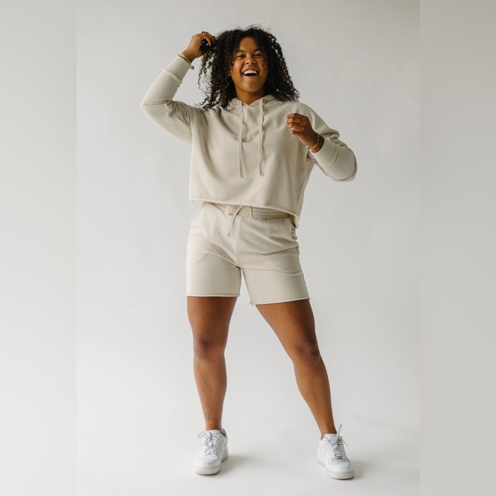 Piper & Scoot Hansel Cropped Hoodie in Bone